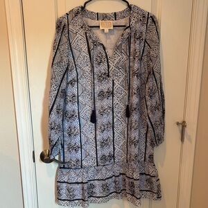 Sail to Sable Navy and White Abstract Dress